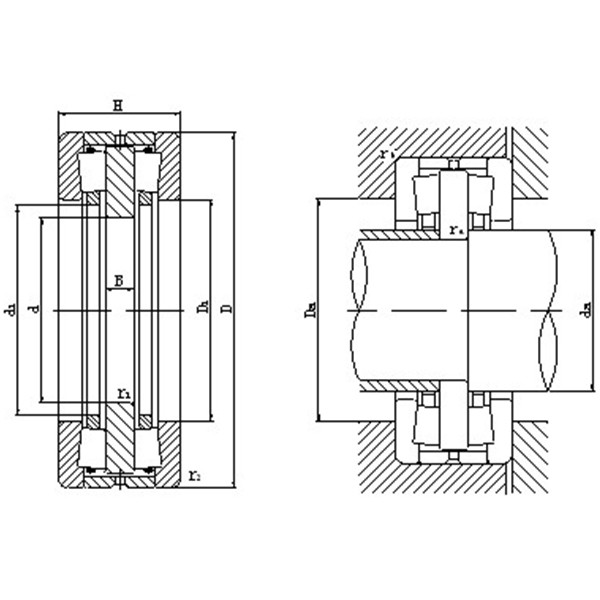 Bidirectional thrust tapered roller bearings 190TFD3301